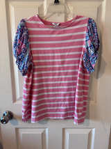 Crown & Ivy Striped Puff Sleeve Top - Image 1