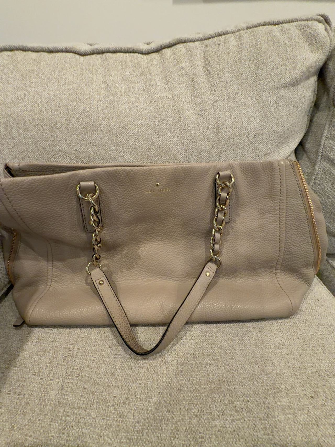 Kate Spade Taupe Leather Chain Link Shoulder Bag
