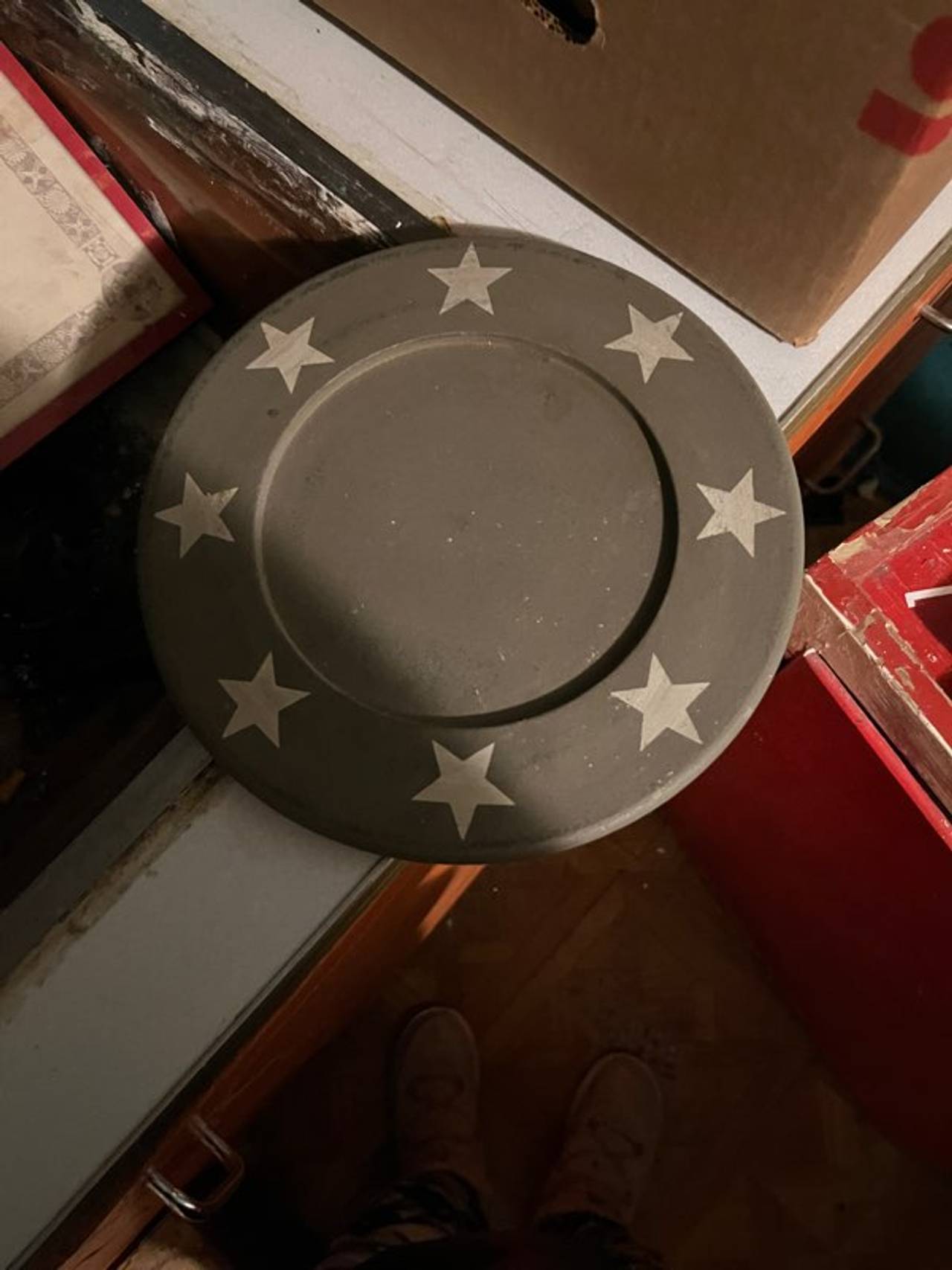 Grey Decorative Plate with White Stars
