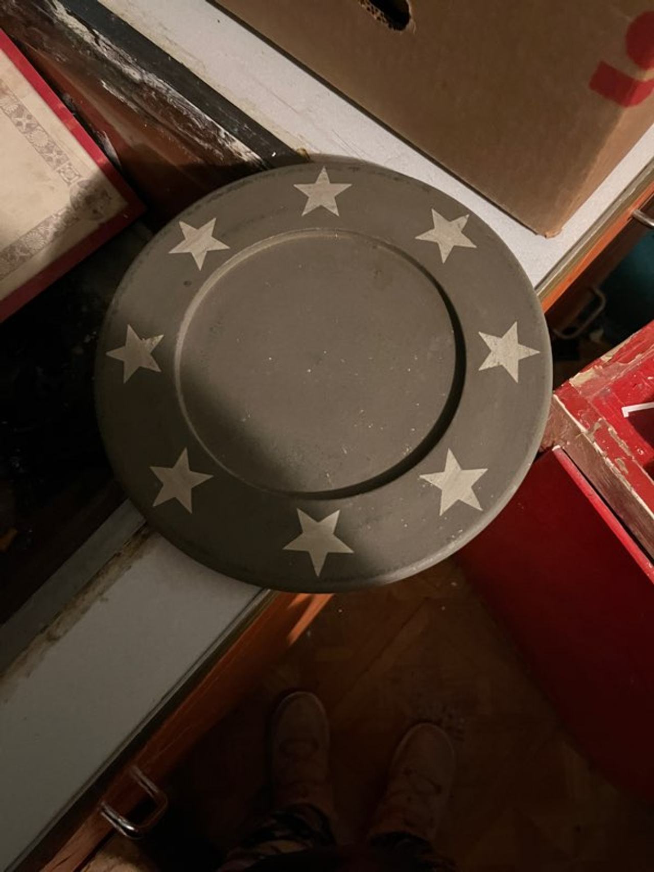 Grey Decorative Plate with White Stars