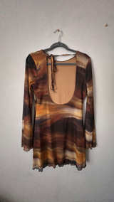 Mesh Long Sleeve Mini Dress Backless - Image 2