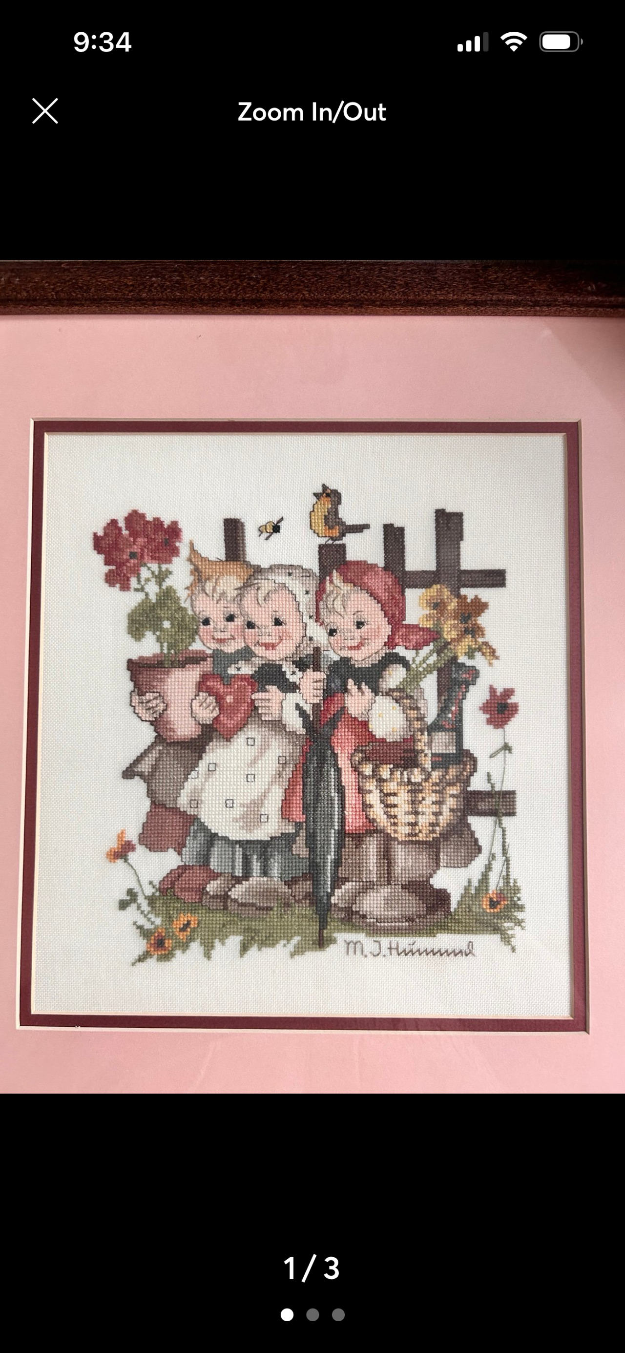 M.J. Hummel Framed Cross Stitch Art