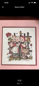 M.J. Hummel Framed Cross Stitch Art - Image 1
