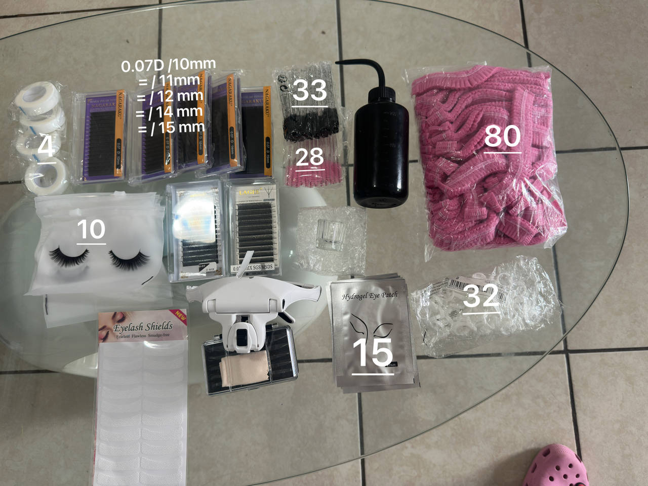 Kit de extensiones de pestañas con lámpara de cabeza con lupa