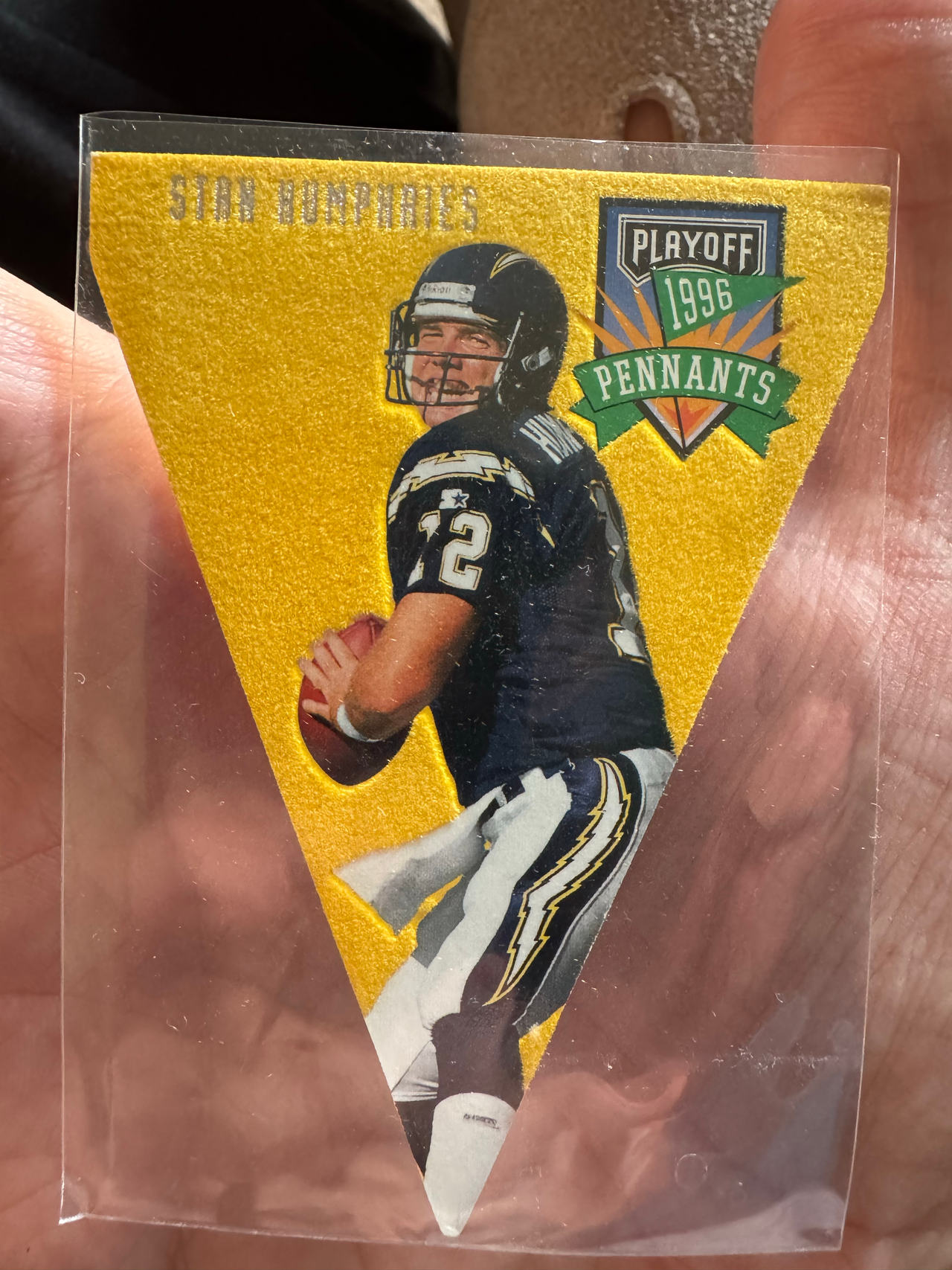1996 Playoff Pennants Stan Humphries Football Card