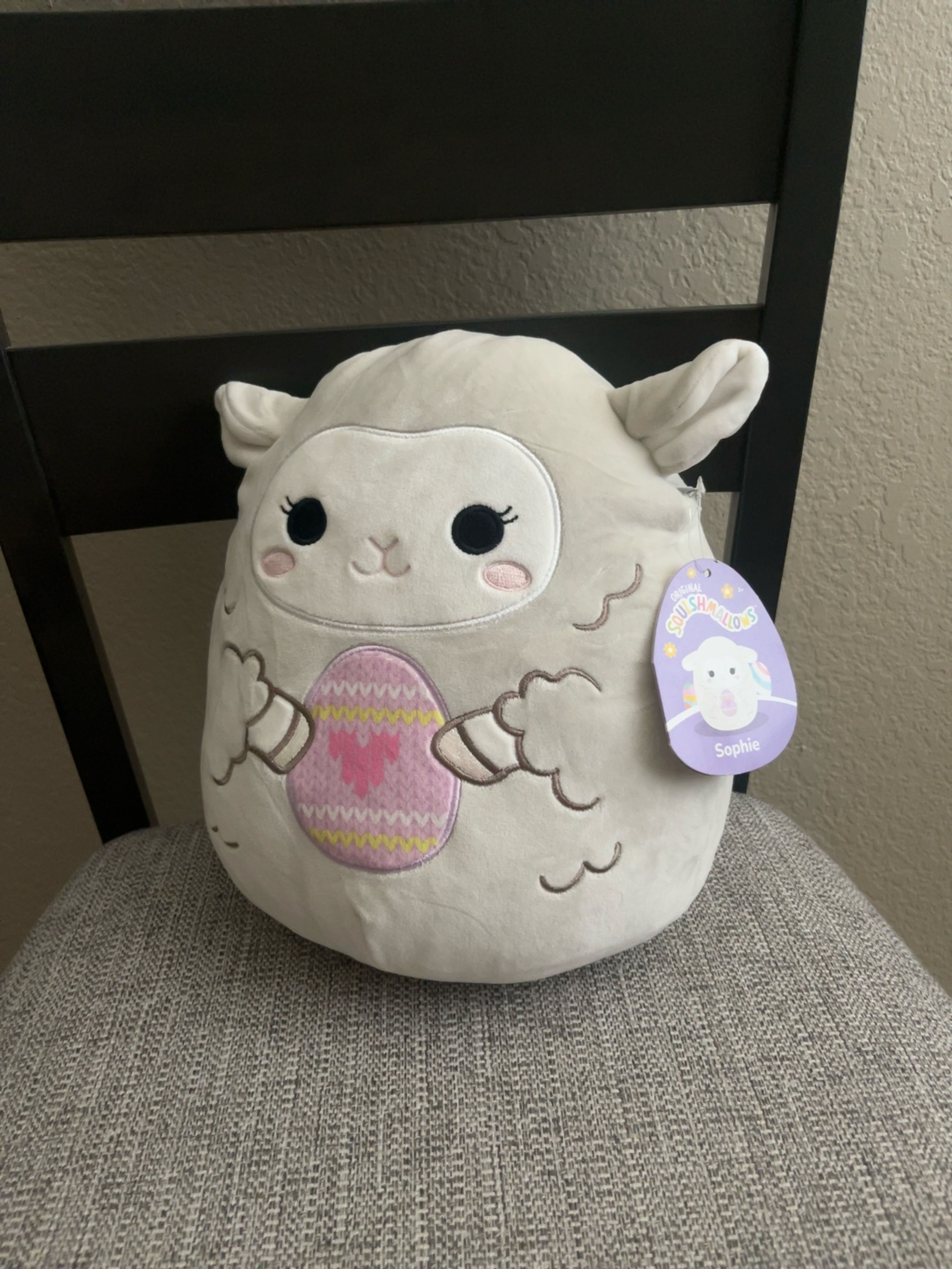 Squishmallows Sophie the Lamb 11" Grey Plush with Easter Egg