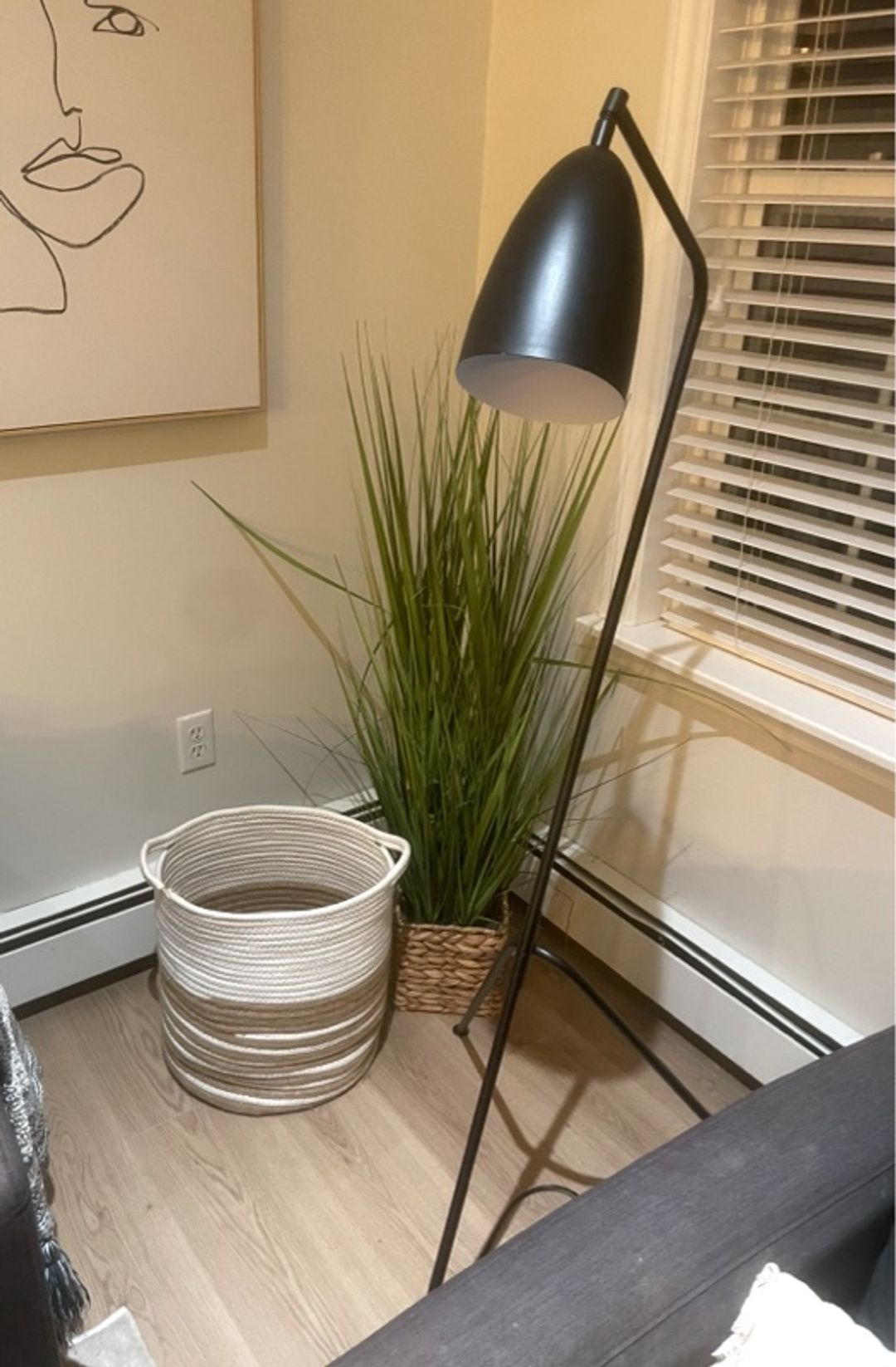 Modern Tall Black Standing Lamp (Grasshopper Style)