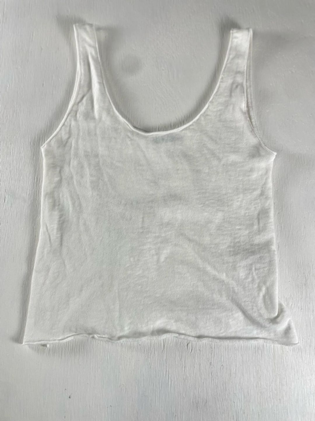 Zara white woven knit women’s M tank top relaxed fit 100% cotton classic loose