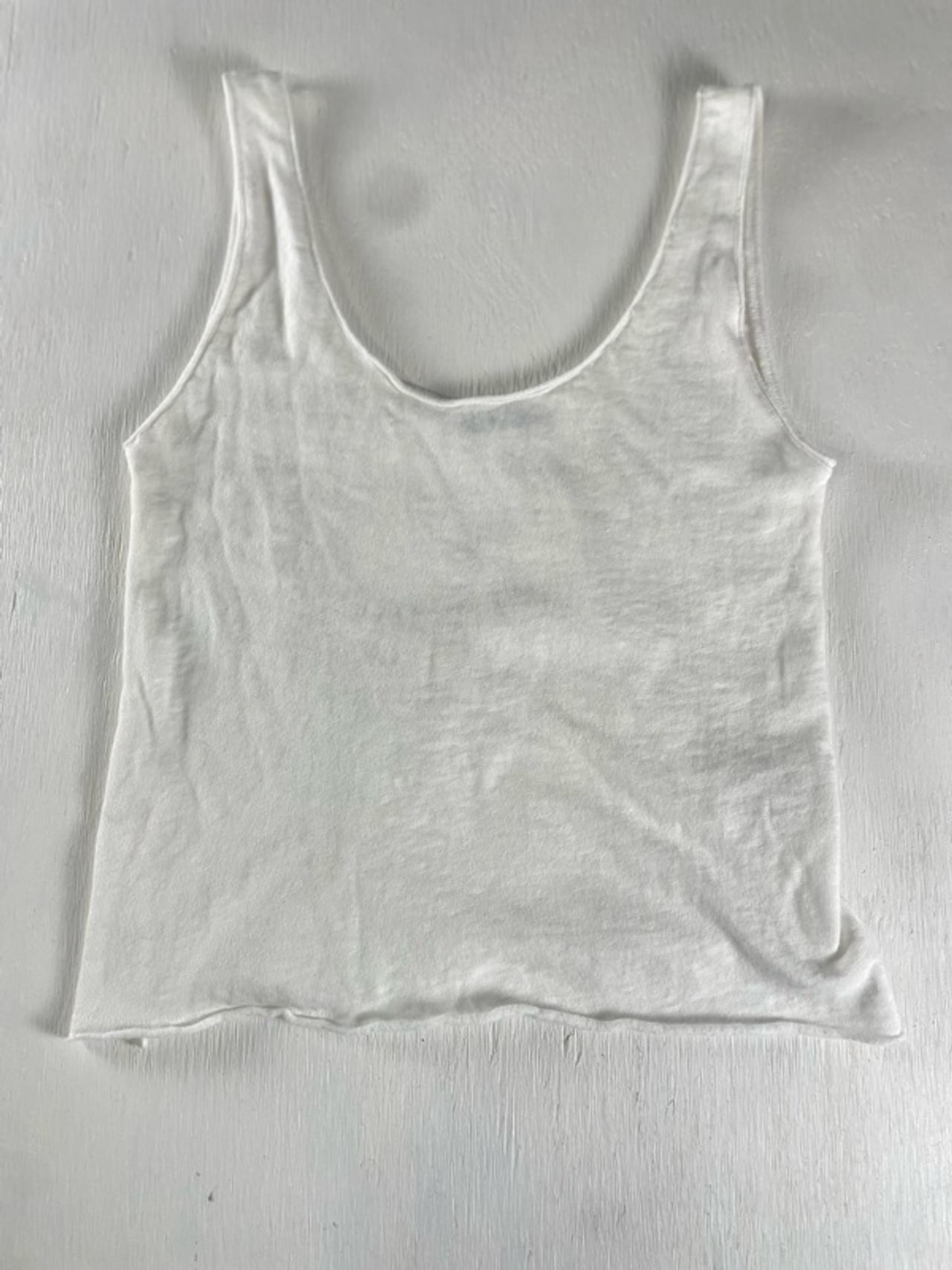 Zara white woven knit women’s M tank top relaxed fit 100% cotton classic loose