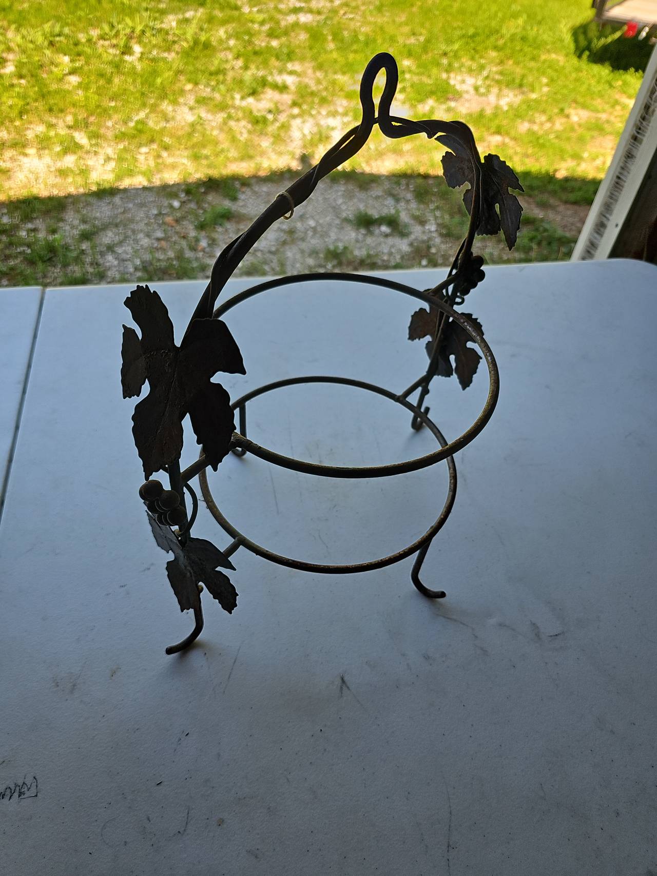 Wrought Iron Grapevine Beverage Dispenser Stand