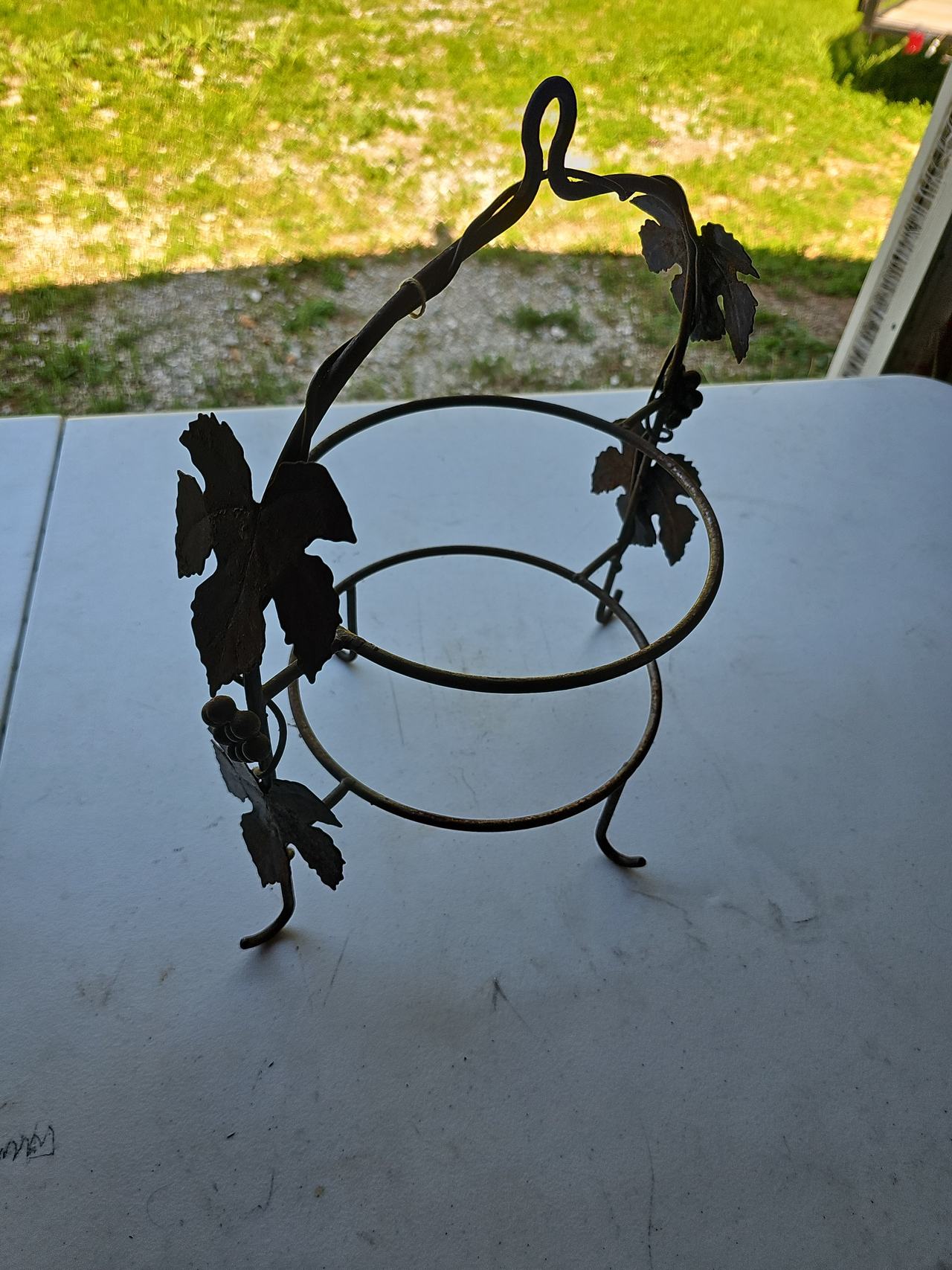 Wrought Iron Grapevine Beverage Dispenser Stand