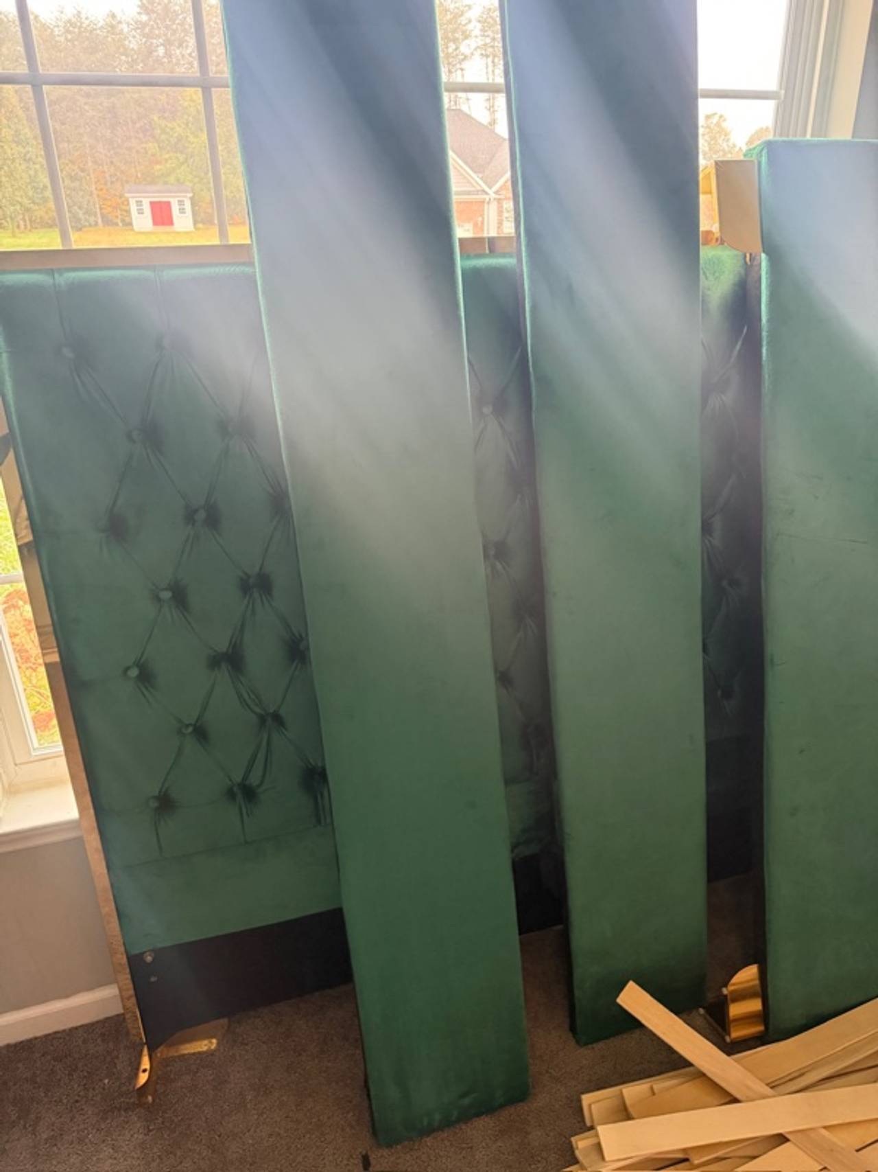 Meridian Velvet Upholstered Bed Frame – Green