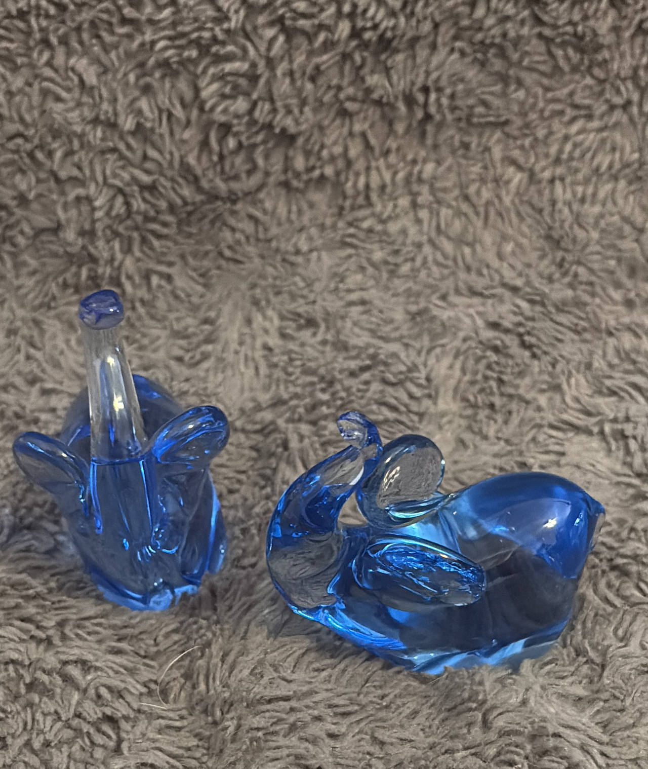 Vintage Blue Glass Elephant Figurines lot 2
