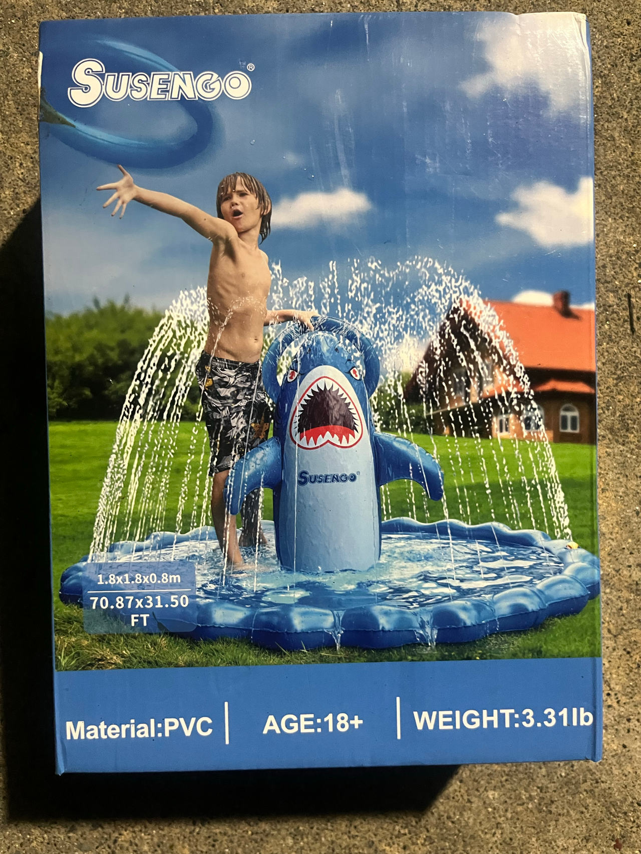 Susengo Shark Sprinkler Splash Pad for Kids