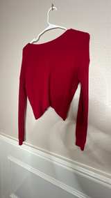 Red Twist Front Ribbed Crop Sweater - Image 5