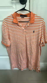 Ralph Lauren Classic Fit Striped Polo Shirt Orange/White - Image 1