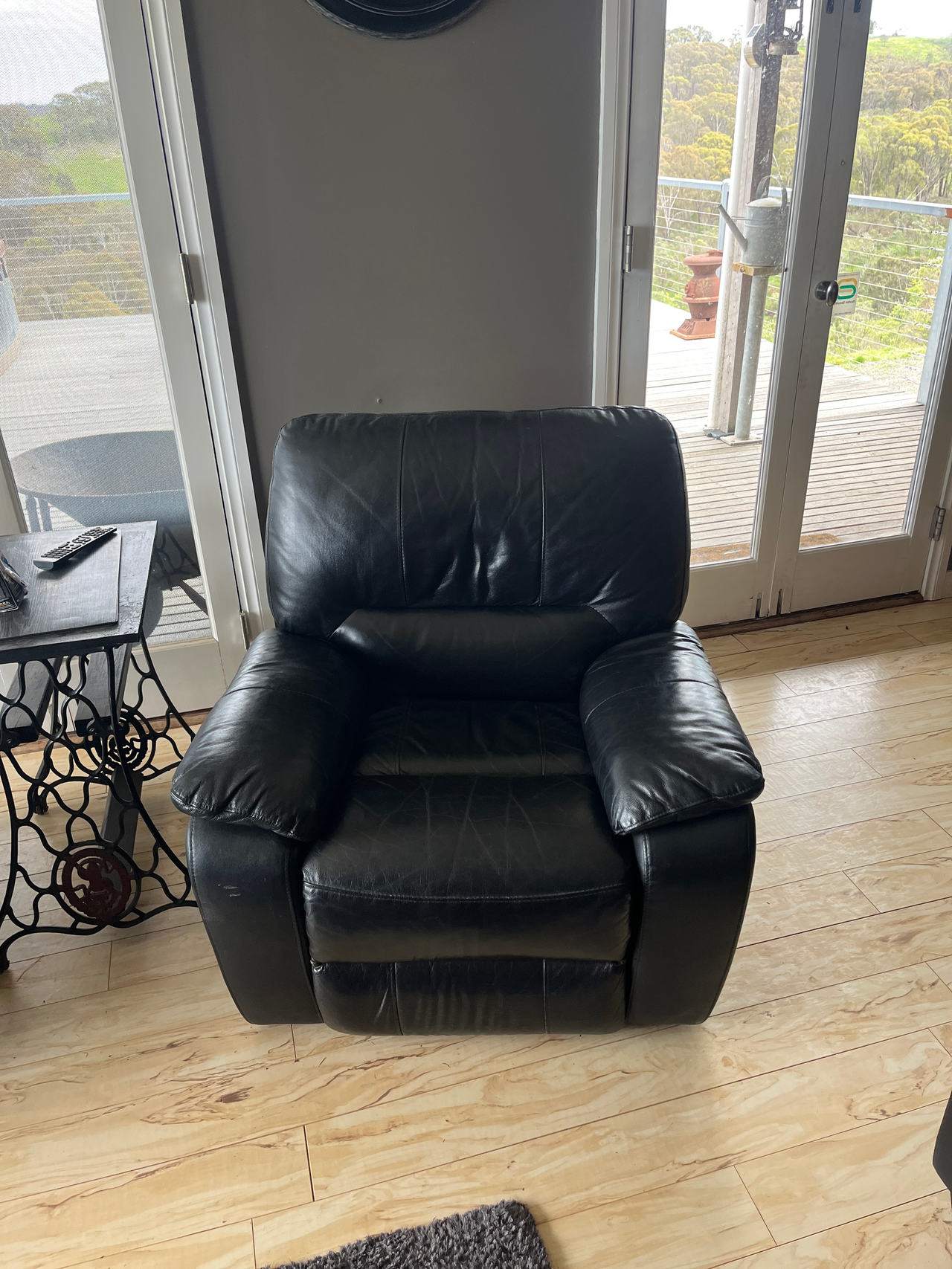 Black Leather Recliner Armchair