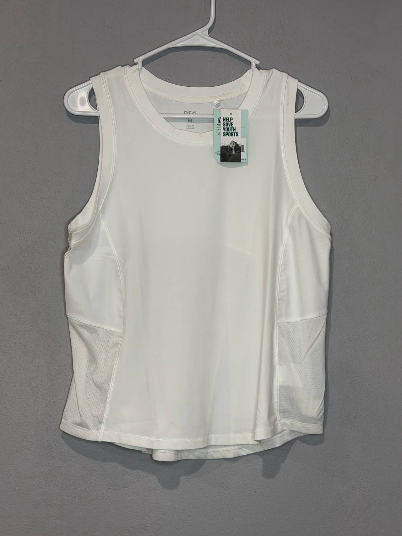 DSG Women's Mesh Back Tank Top White Medium NWT