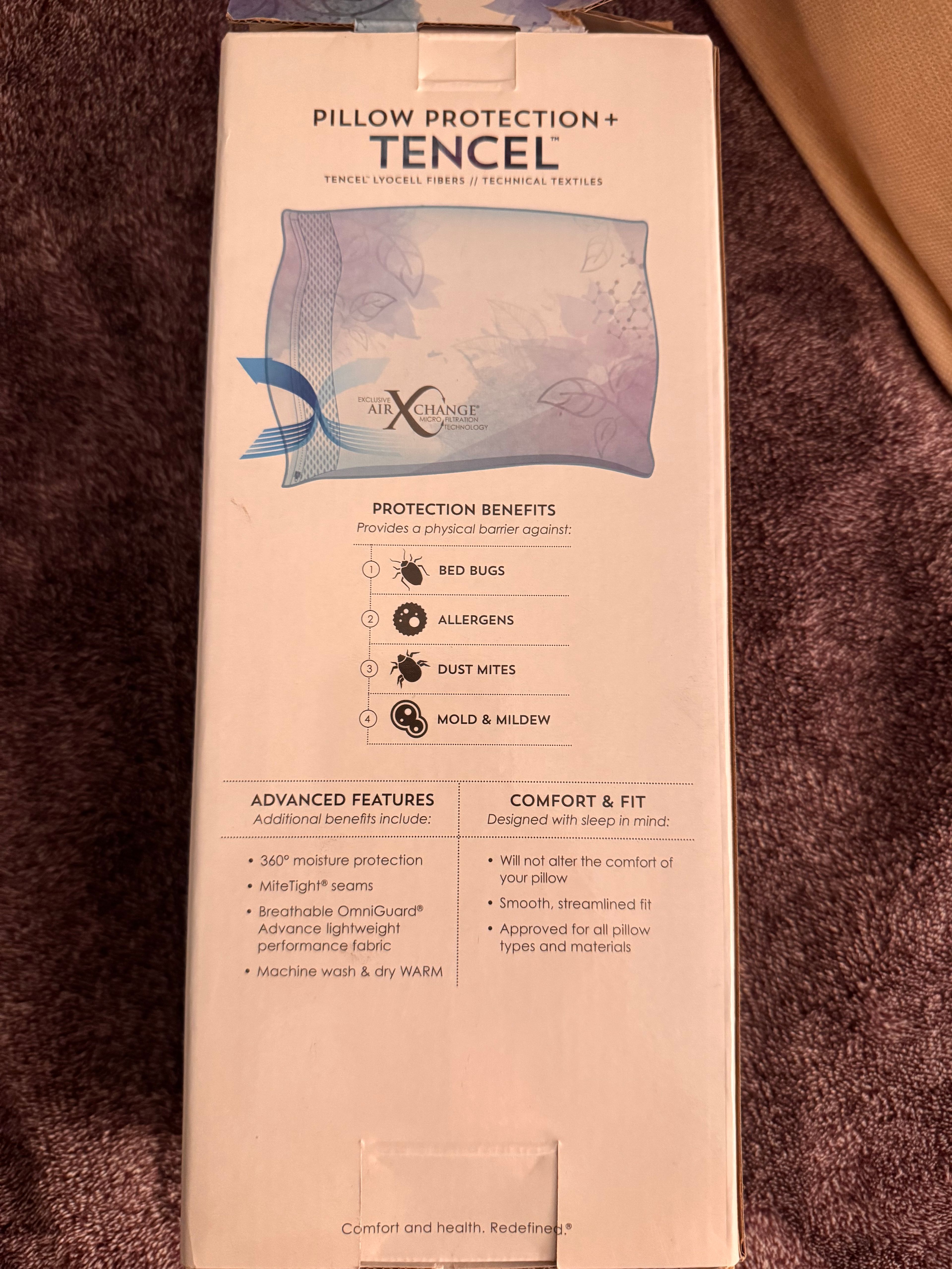 BRAND NEW PureCare Pillow Protector White QUEEN PILLOW - Image 4