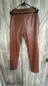 XL ChicMe High Waisted Faux Brown Leather Leggings - Image 3