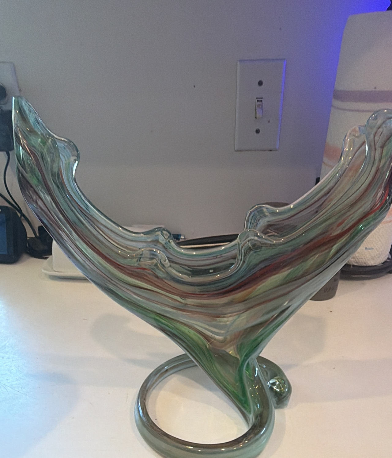 Vintage Murano Style Art Glass Swirl Bowl