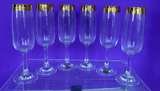 Celine Gold Rim Etched Champagne Flutes - Image 3