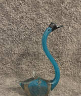 Murano Style Art Glass Bird Blue Aventurine Gold Fleck Swan Figurine Vintage - Image 1