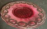 Vintage Bartlett Collins US Glass Co Manhattan Red/Clear Glass 6" Plate - Image 2