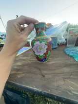 Chinese Cloisonné Red Floral Vase - Image 1
