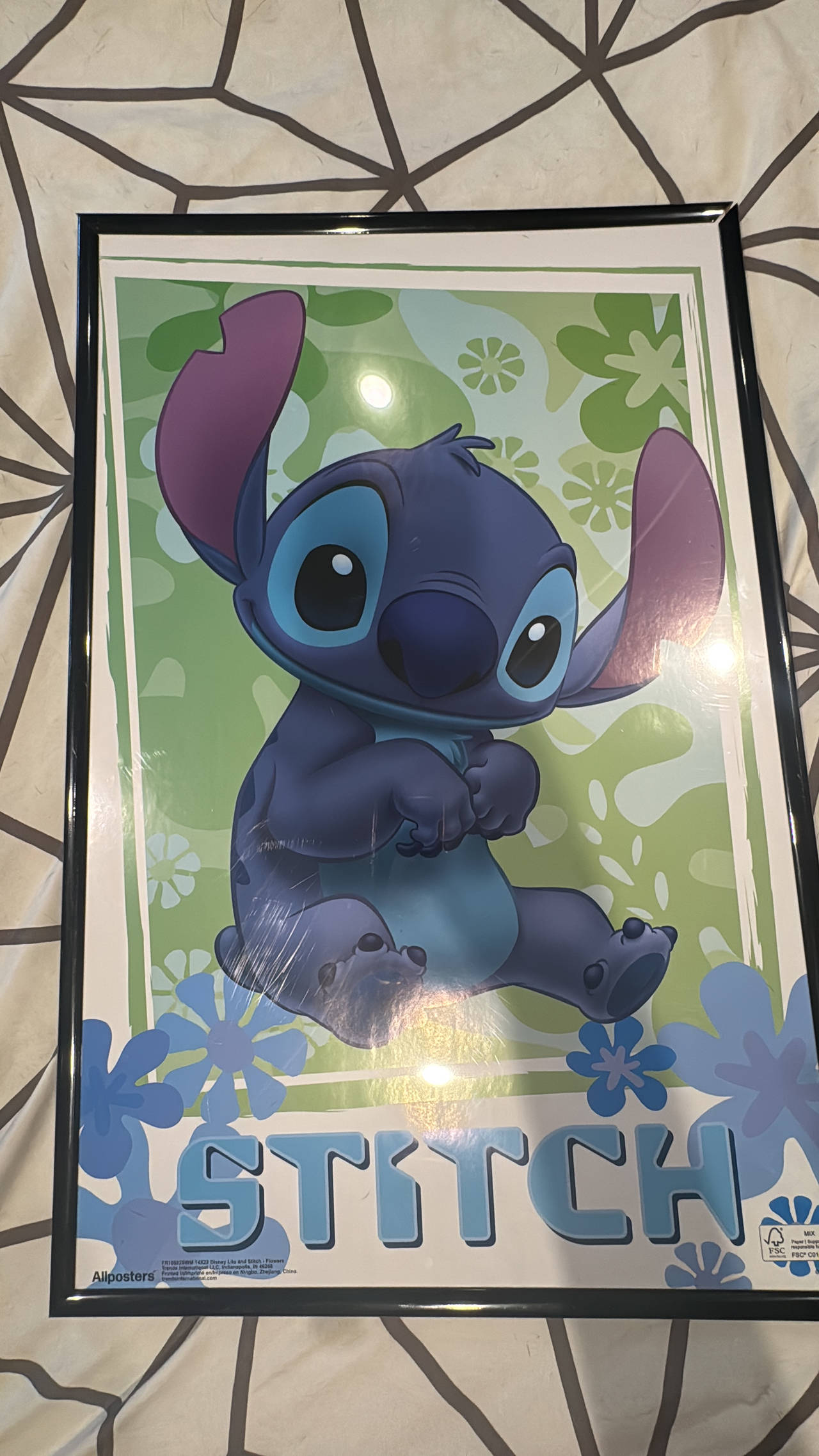 Disney Lilo & Stitch Floral Framed Poster