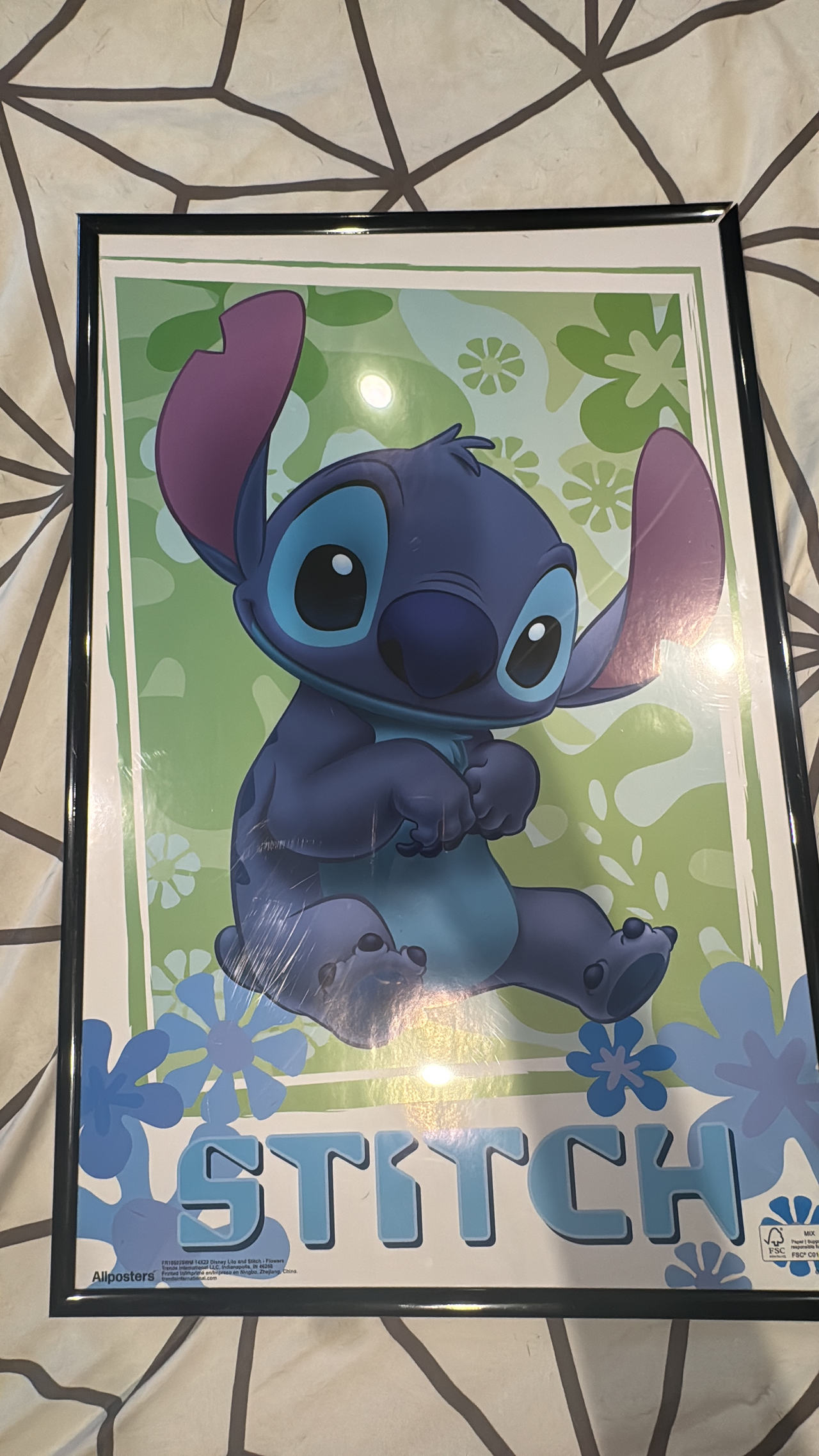 Disney Lilo & Stitch Floral Framed Poster
