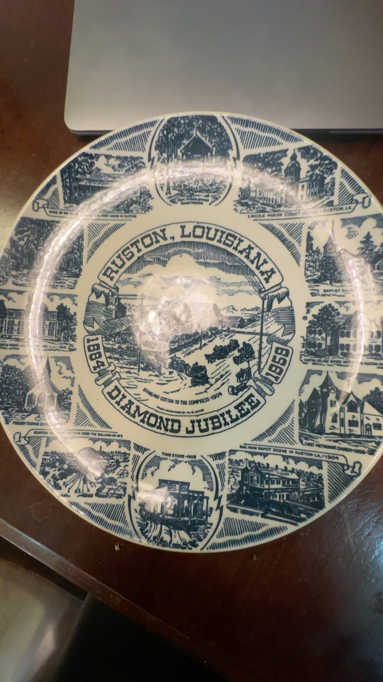 Ruston Louisiana diamond jubilee 1959 Kettlesprings Kilns Vintage Collector Plat