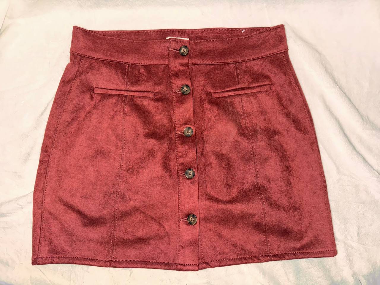 Maurice’s- Button Front Suede Mini Skirt