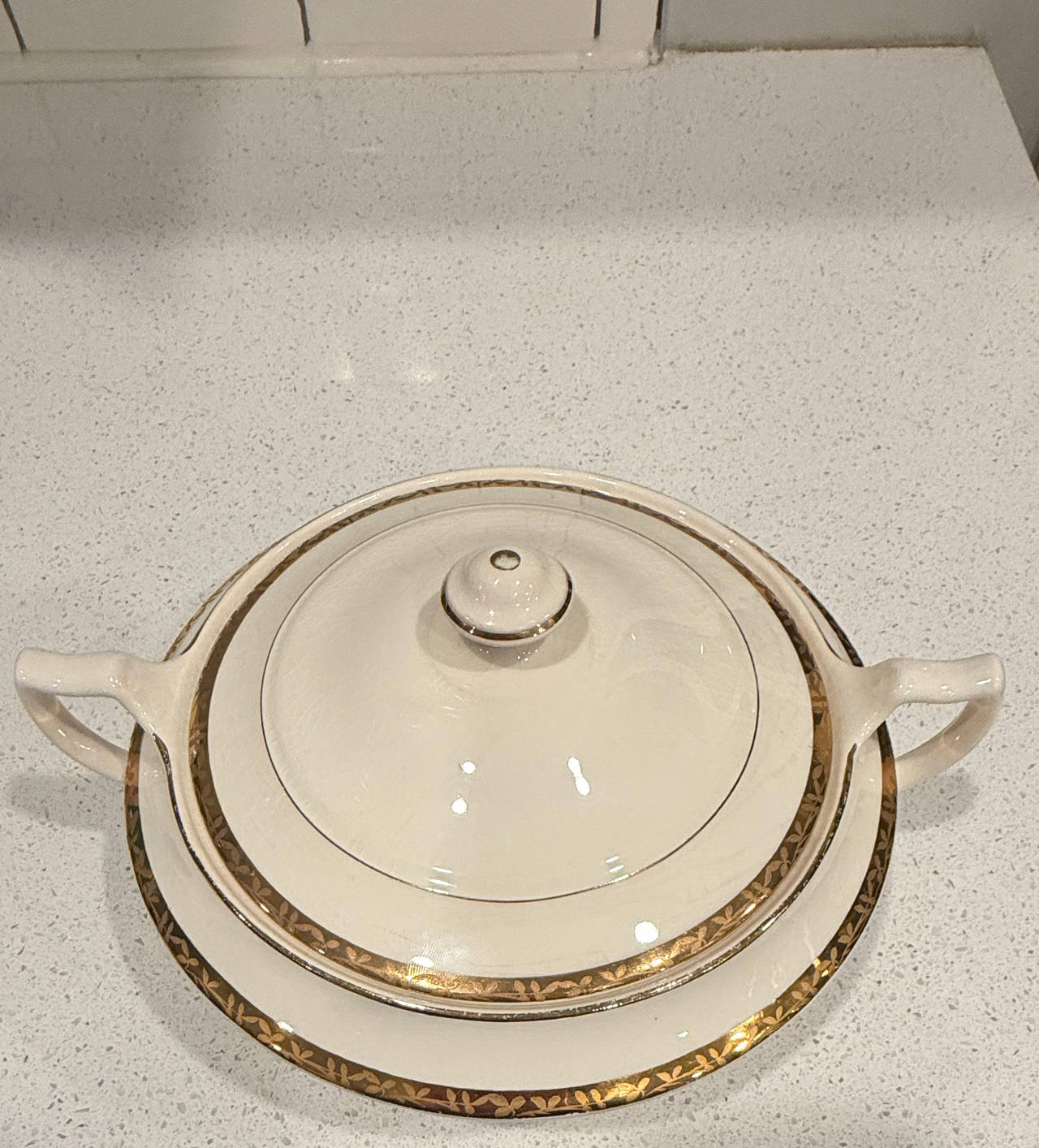 Limoges Gold Trimmed Covered Casserole Dish