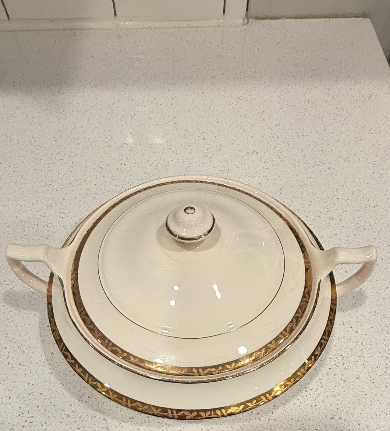 Limoges Gold Trimmed Covered Casserole Dish
