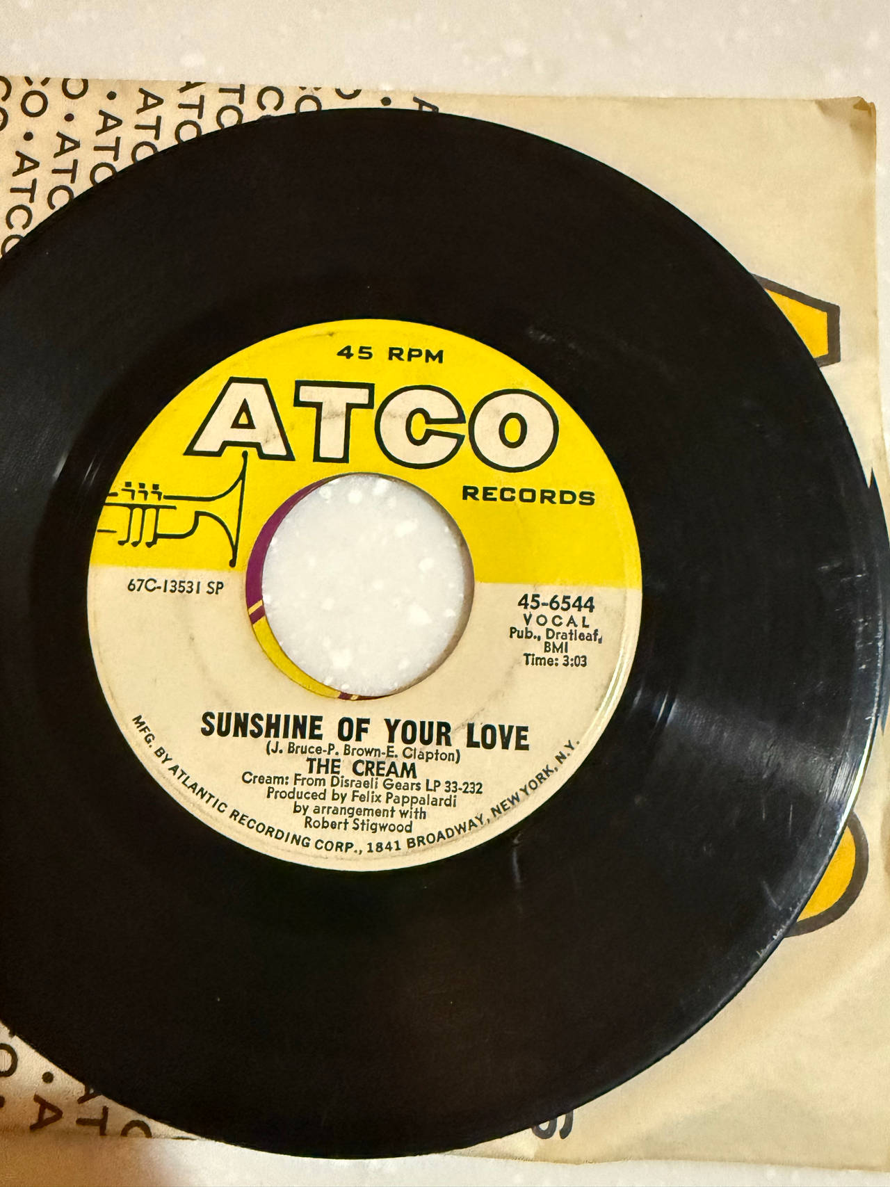Cream - Sunshine of Your Love 7" Vinyl Single