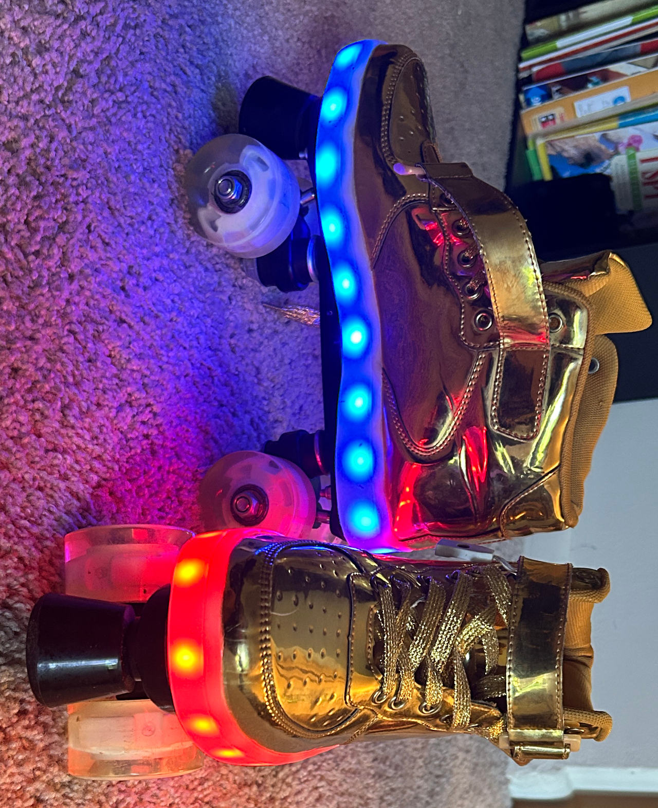 Gold Metallic LED Light Up Roller Skates