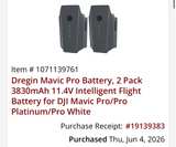 Dregin Mavic Pro Intelligent Flight Battery (2-Pack) - Image 1