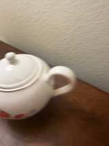 Vintage Strawberry Ceramic Teapot with Gold Trim - Image 2