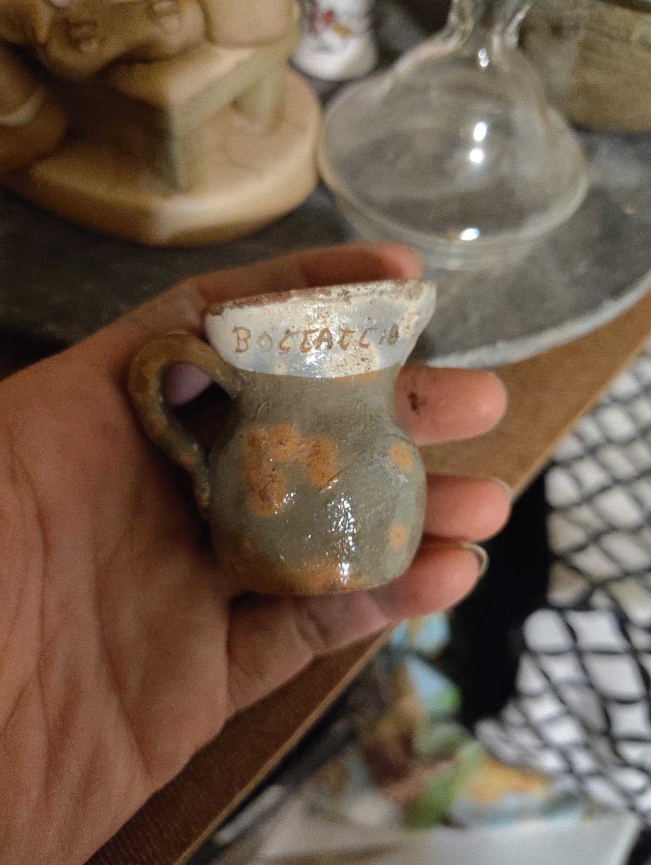 Boccaccio Miniature Glazed Pottery Pitcher