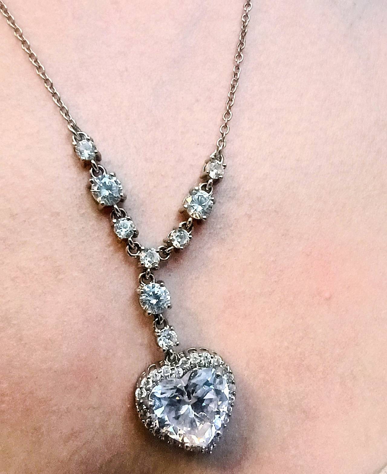Heart Halo Drop Pendant Necklace