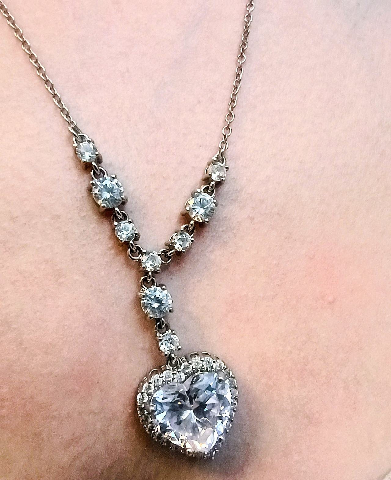 Heart Halo Drop Pendant Necklace