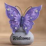 Butterfly Welcome Stone Decor - Image 1