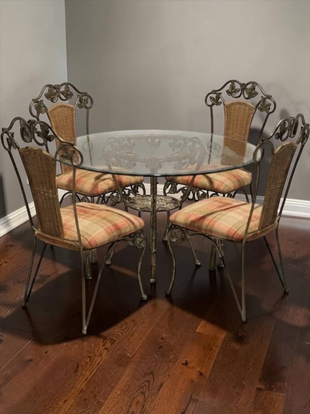 5-Piece Wrought Iron and Glass Dining Set