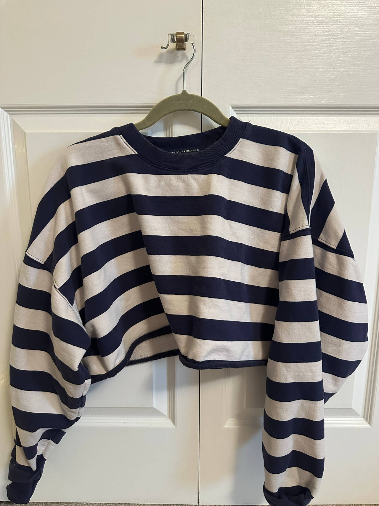 Brandy Melville Cropped Striped Sweatshirt