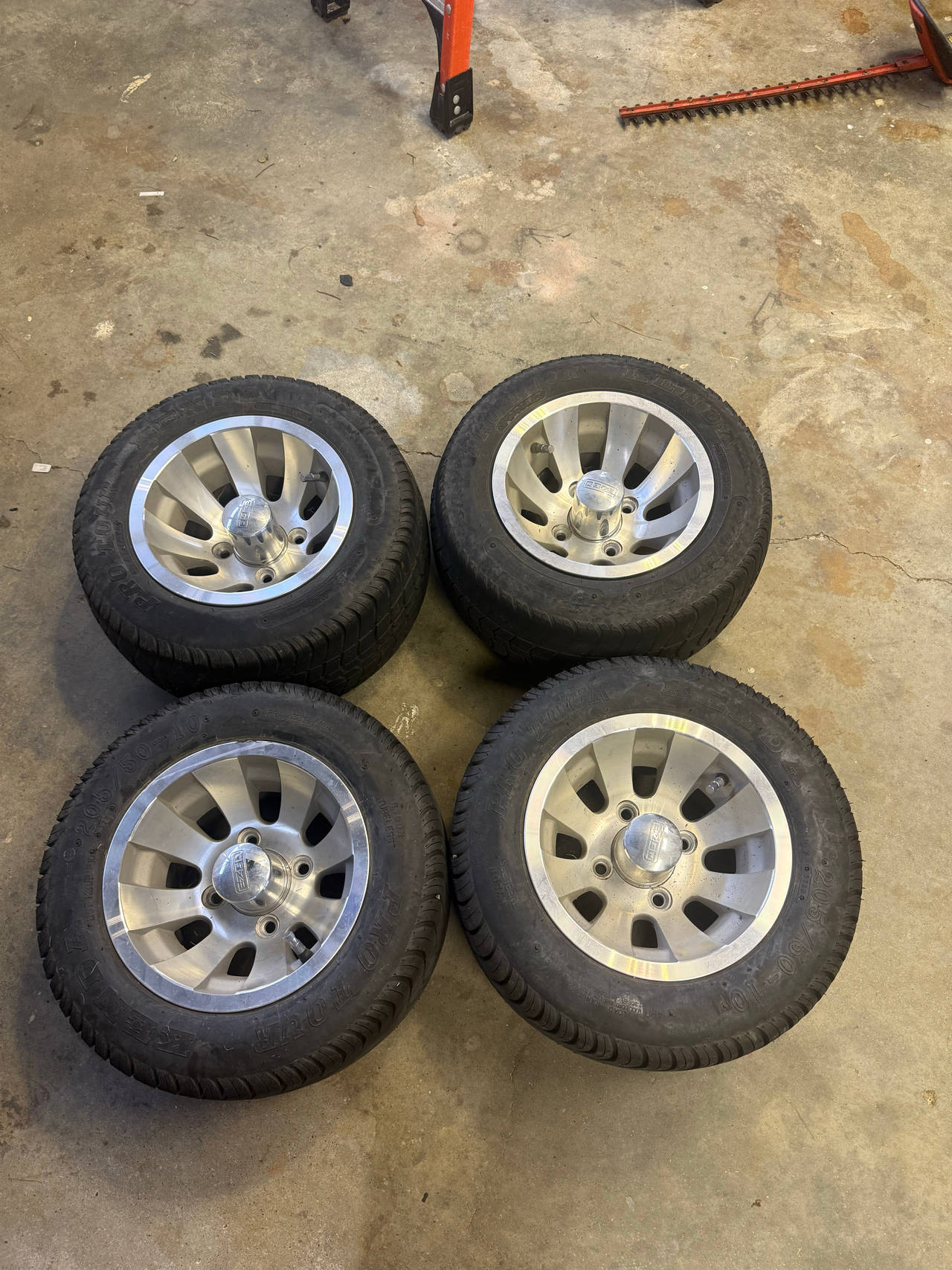 EZGO 10" Machined Aluminum Golf Cart Wheels and Tires