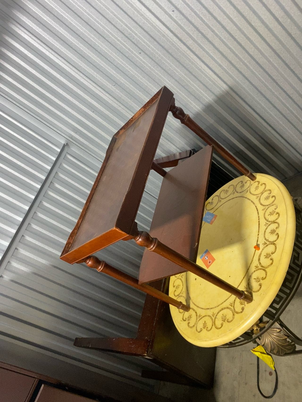 Vintage Two-Tier Leather Side Table
