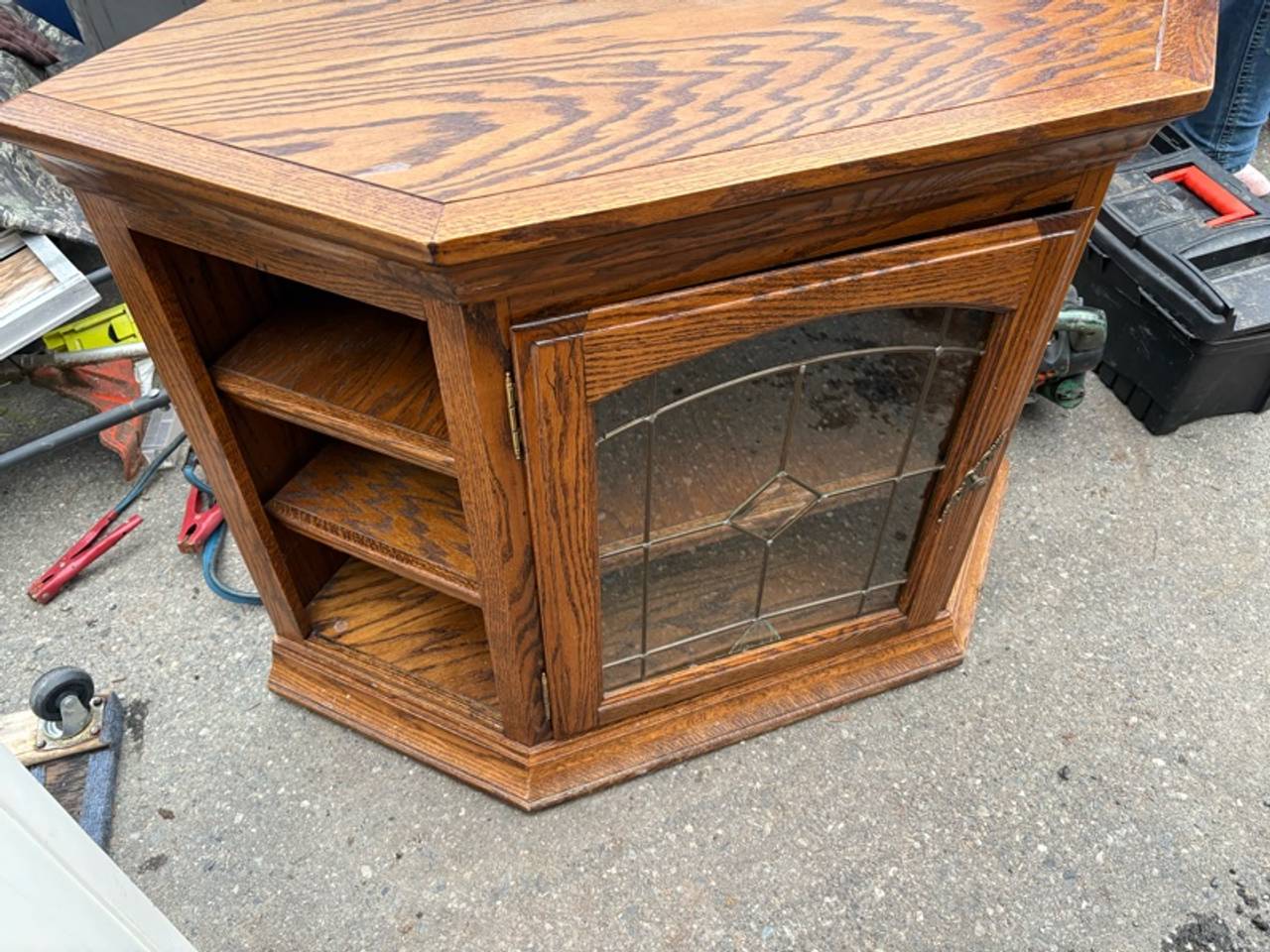 Oak Corner TV Stand