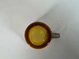 Vintage Amber Glass Cups with Greek Key Metal Holders - Image 3