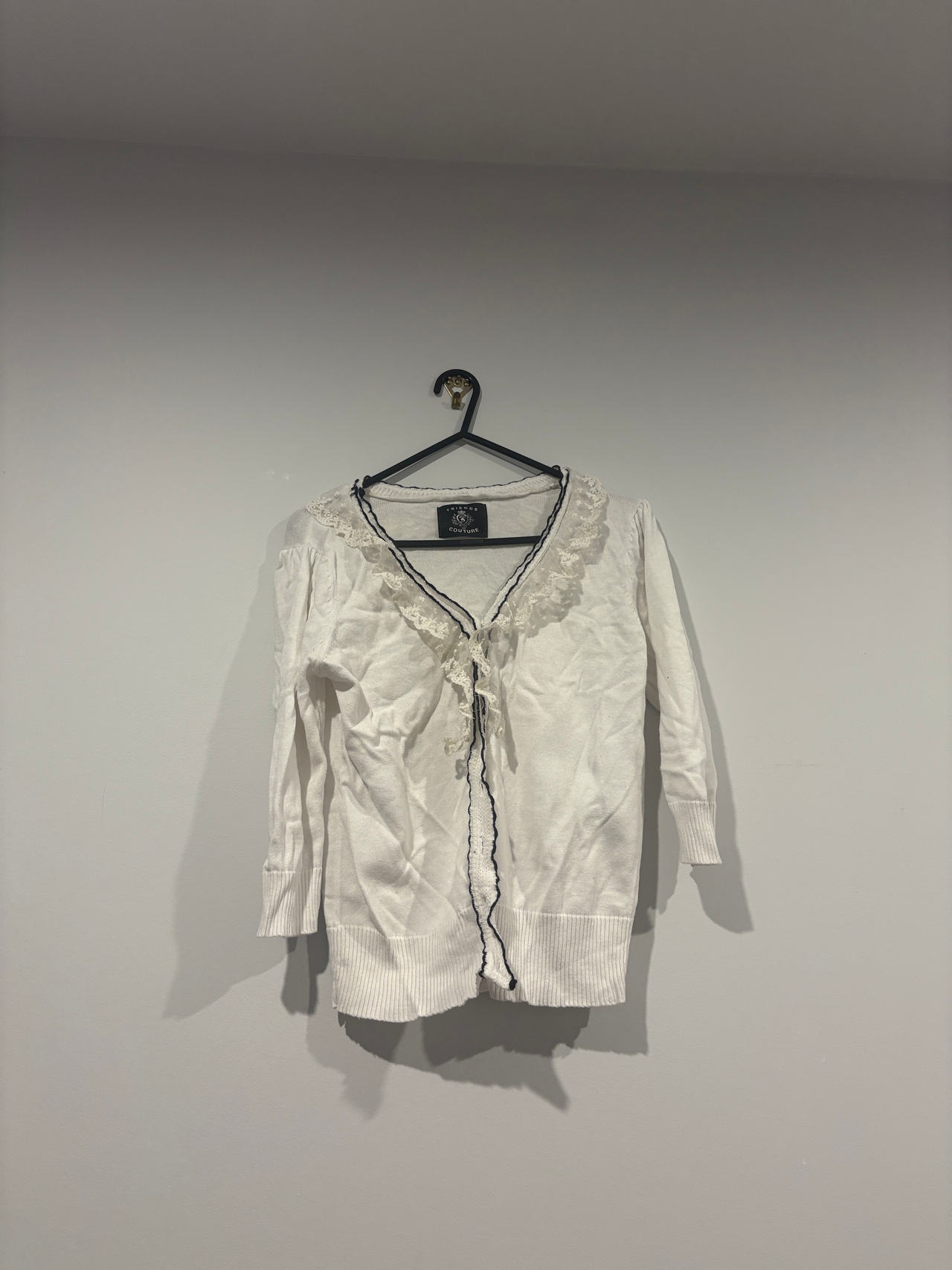 White Lace Trim Cardigan